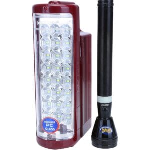 Geepas GE51029 Rechargeable LED Lantern & Torch Set – 24 LED Super Bright Emergency Light with Dimmer Function, 150H Battery Life & Portable Torch for Camping & Outdoor Use